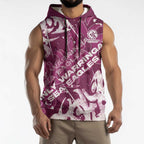 Personalized Manly Warringah Sea Eagles Rugby Sleeveless Hoodie Urban Street Graffiti Style - Distressed Splatter Elements
