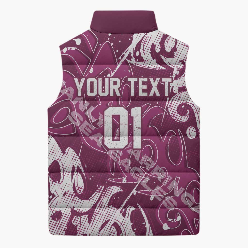 Personalized Manly Warringah Sea Eagles Rugby Sleeveless Puffer Jacket Urban Street Graffiti Style - Distressed Splatter Elements