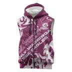 Personalized Manly Warringah Sea Eagles Rugby Sleeveless Zip Hoodie Urban Street Graffiti Style - Distressed Splatter Elements