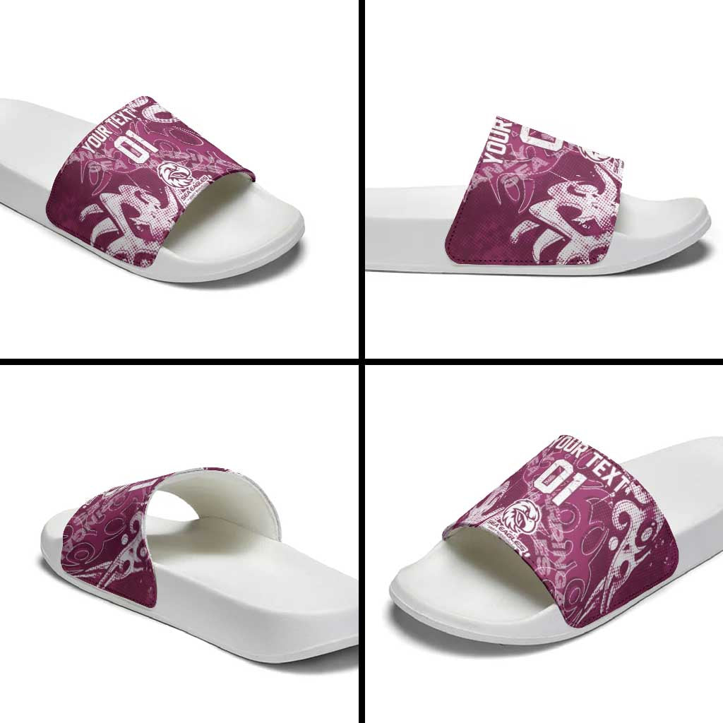 Personalized Manly Warringah Sea Eagles Rugby Slide Sandals Urban Street Graffiti Style - Distressed Splatter Elements