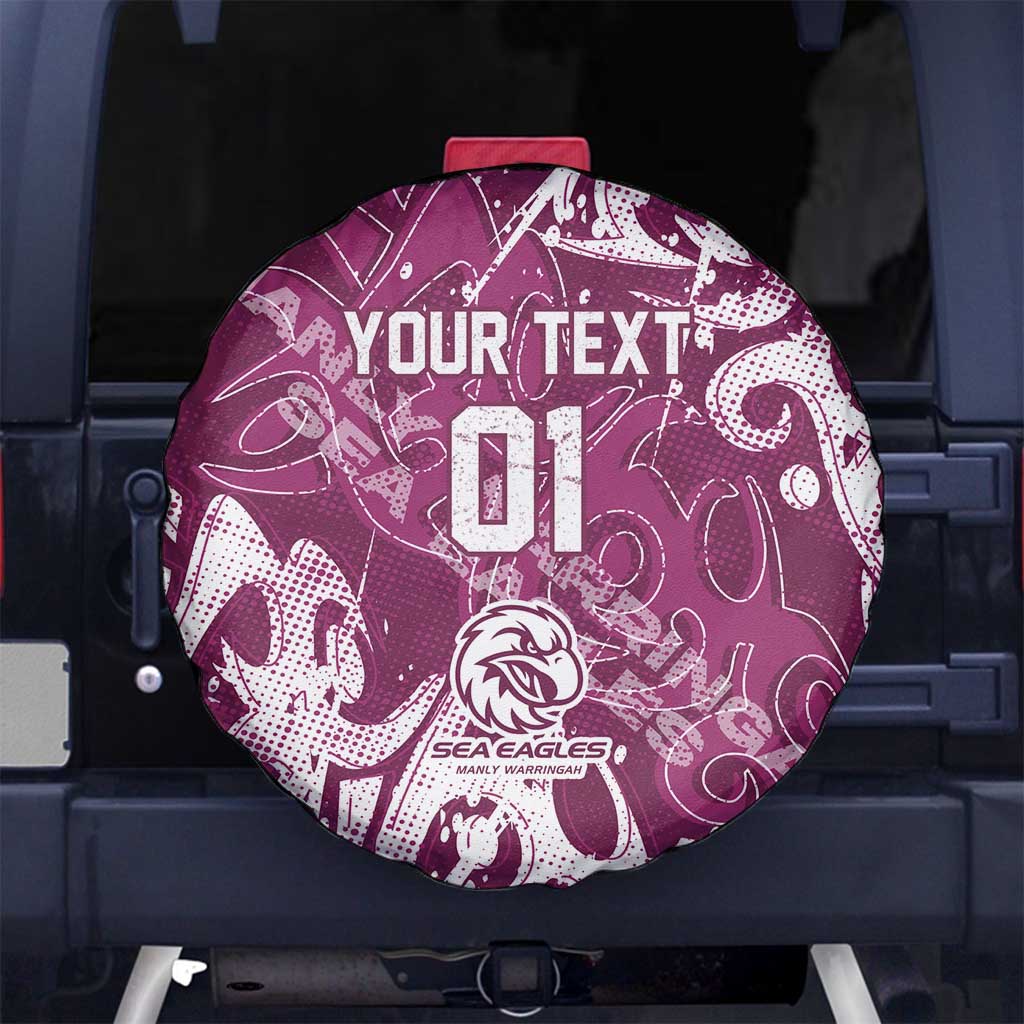 Personalized Manly Warringah Sea Eagles Rugby Spare Tire Cover Urban Street Graffiti Style - Distressed Splatter Elements