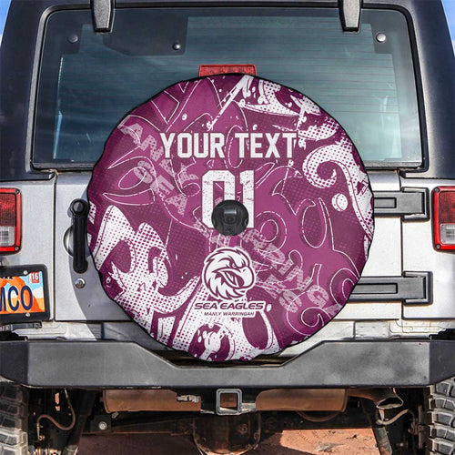 Personalized Manly Warringah Sea Eagles Rugby Spare Tire Cover Urban Street Graffiti Style - Distressed Splatter Elements