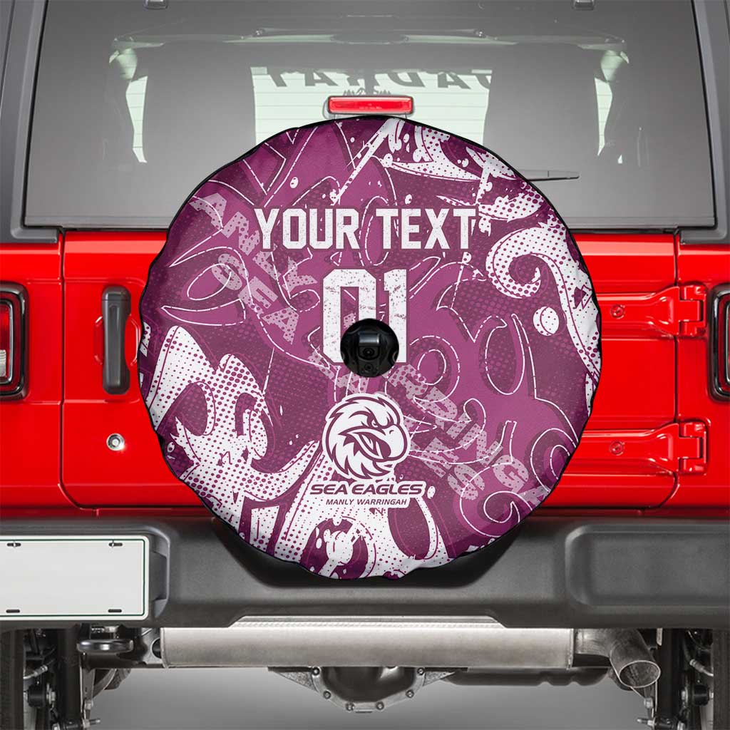 Personalized Manly Warringah Sea Eagles Rugby Spare Tire Cover Urban Street Graffiti Style - Distressed Splatter Elements