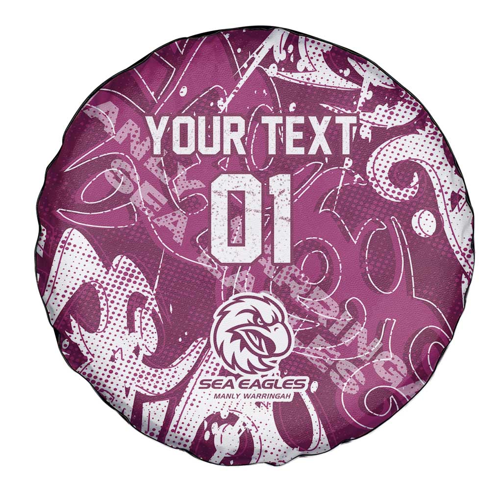 Personalized Manly Warringah Sea Eagles Rugby Spare Tire Cover Urban Street Graffiti Style - Distressed Splatter Elements