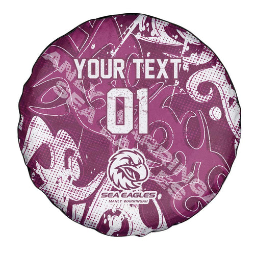 Personalized Manly Warringah Sea Eagles Rugby Spare Tire Cover Urban Street Graffiti Style - Distressed Splatter Elements