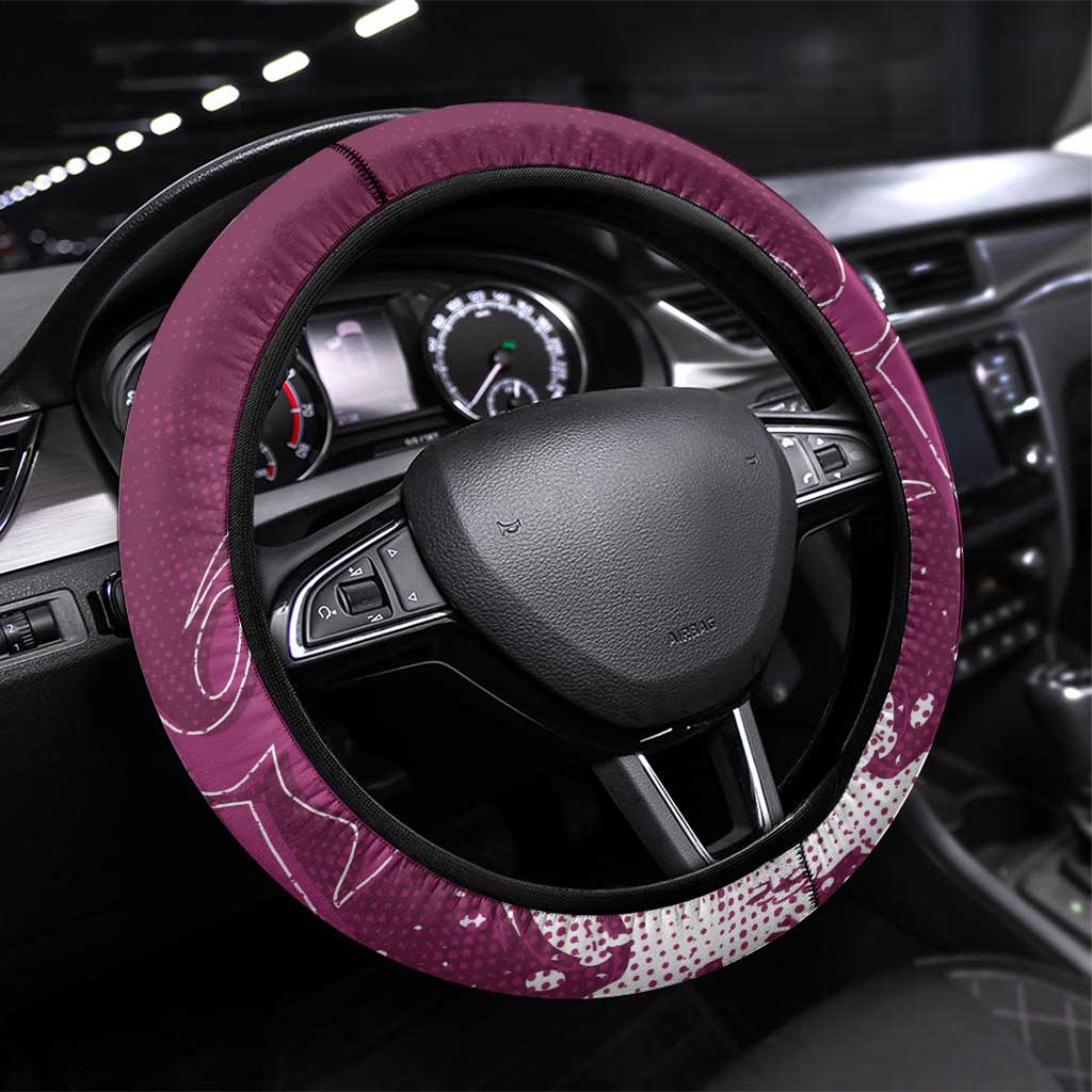 Manly Warringah Sea Eagles Rugby Steering Wheel Cover Urban Street Graffiti Style - Distressed Splatter Elements
