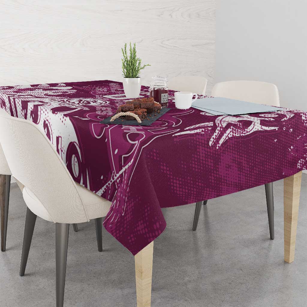 Personalized Manly Warringah Sea Eagles Rugby Tablecloth Urban Street Graffiti Style - Distressed Splatter Elements