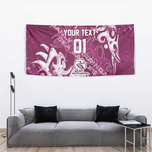 Personalized Manly Warringah Sea Eagles Rugby Tapestry Urban Street Graffiti Style - Distressed Splatter Elements