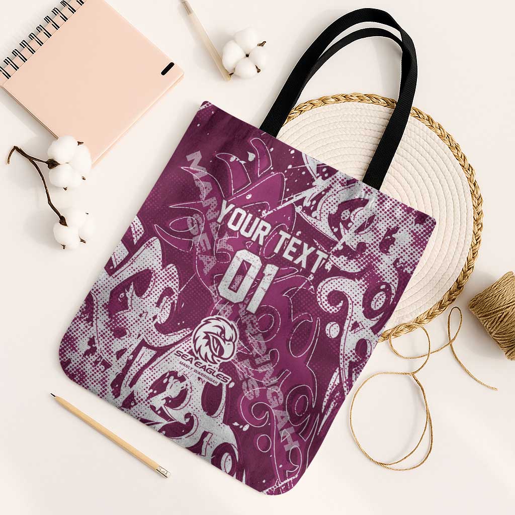 Personalized Manly Warringah Sea Eagles Rugby Tote Bag Urban Street Graffiti Style - Distressed Splatter Elements