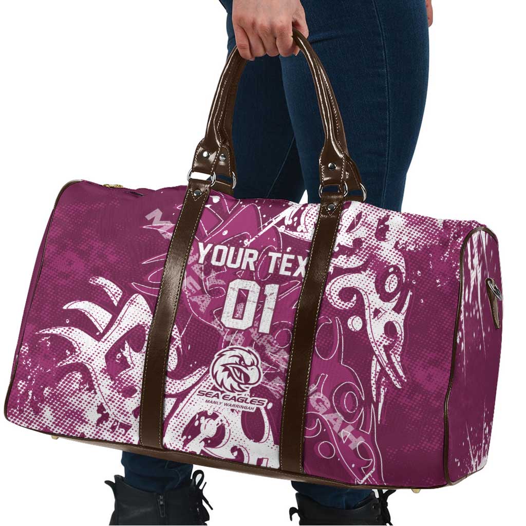 Personalized Manly Warringah Sea Eagles Rugby Travel Bag Urban Street Graffiti Style - Distressed Splatter Elements