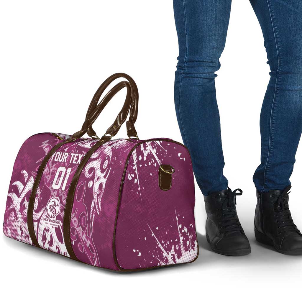 Personalized Manly Warringah Sea Eagles Rugby Travel Bag Urban Street Graffiti Style - Distressed Splatter Elements