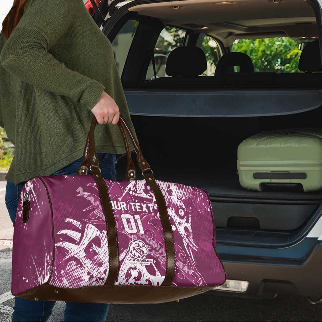 Personalized Manly Warringah Sea Eagles Rugby Travel Bag Urban Street Graffiti Style - Distressed Splatter Elements