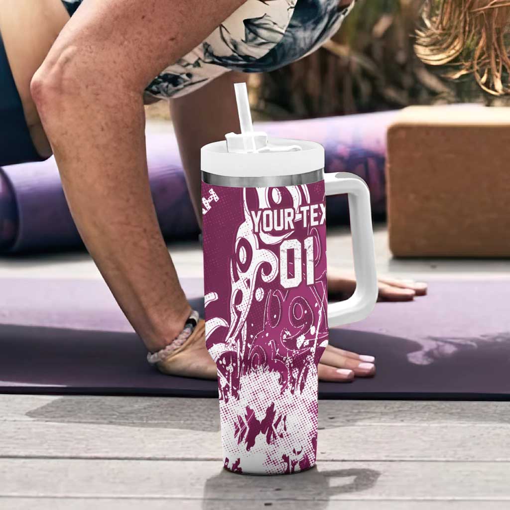 Personalized Manly Warringah Sea Eagles Rugby Tumbler With Handle Urban Street Graffiti Style - Distressed Splatter Elements