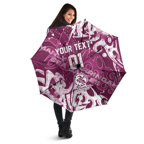 Personalized Manly Warringah Sea Eagles Rugby Umbrella Urban Street Graffiti Style - Distressed Splatter Elements