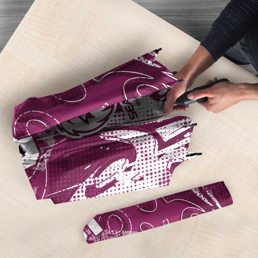 Personalized Manly Warringah Sea Eagles Rugby Umbrella Urban Street Graffiti Style - Distressed Splatter Elements