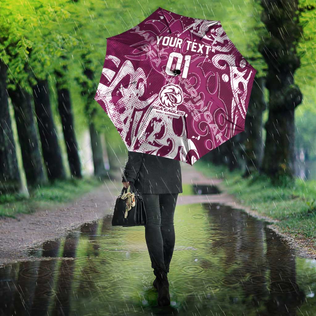 Personalized Manly Warringah Sea Eagles Rugby Umbrella Urban Street Graffiti Style - Distressed Splatter Elements