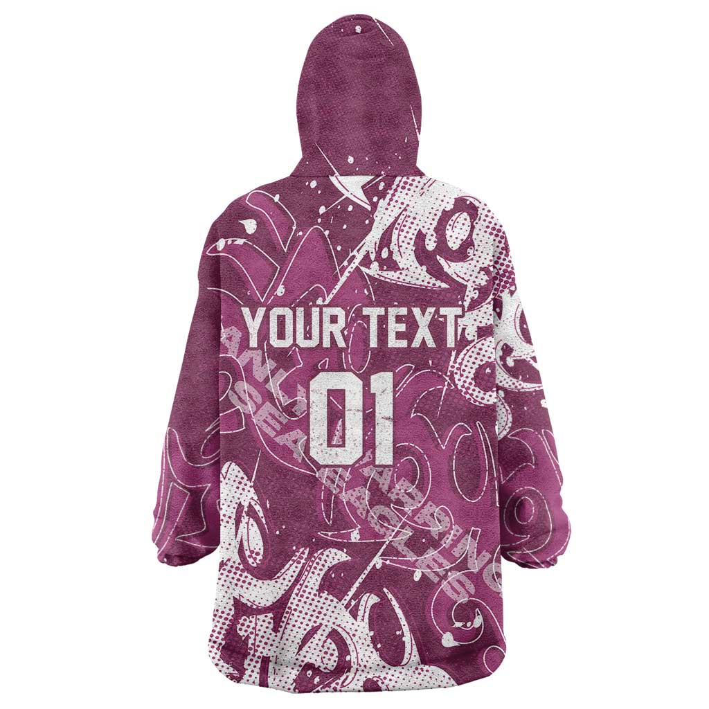 Personalized Manly Warringah Sea Eagles Rugby Wearable Blanket Hoodie Urban Street Graffiti Style - Distressed Splatter Elements