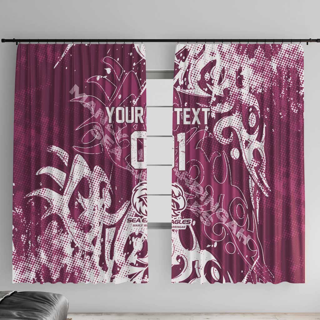 Personalized Manly Warringah Sea Eagles Rugby Window Curtain Urban Street Graffiti Style - Distressed Splatter Elements