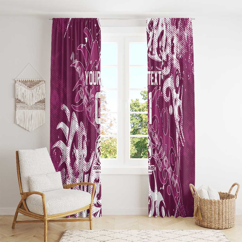 Personalized Manly Warringah Sea Eagles Rugby Window Curtain Urban Street Graffiti Style - Distressed Splatter Elements