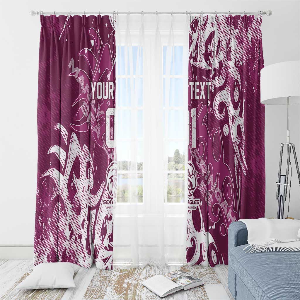 Personalized Manly Warringah Sea Eagles Rugby Window Curtain Urban Street Graffiti Style - Distressed Splatter Elements