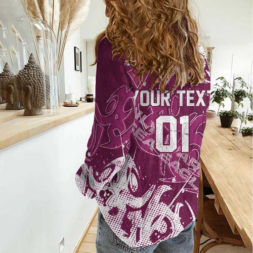 Personalized Manly Warringah Sea Eagles Rugby Women Casual Shirt Urban Street Graffiti Style - Distressed Splatter Elements