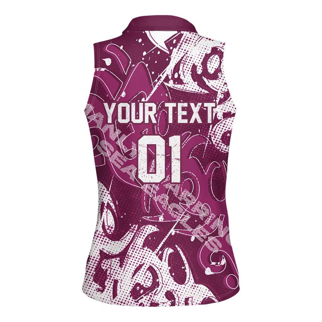 Personalized Manly Warringah Sea Eagles Rugby Women Sleeveless Polo Shirt Urban Street Graffiti Style - Distressed Splatter Elements