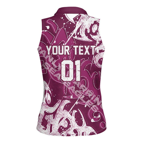 Personalized Manly Warringah Sea Eagles Rugby Women Sleeveless Polo Shirt Urban Street Graffiti Style - Distressed Splatter Elements