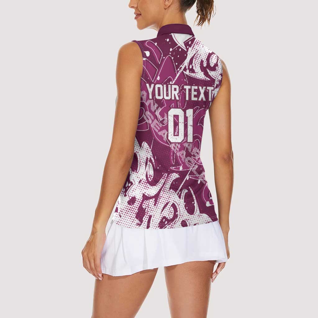 Personalized Manly Warringah Sea Eagles Rugby Women Sleeveless Polo Shirt Urban Street Graffiti Style - Distressed Splatter Elements