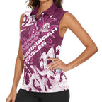 Personalized Manly Warringah Sea Eagles Rugby Women Sleeveless Polo Shirt Urban Street Graffiti Style - Distressed Splatter Elements