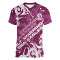 Personalized Manly Warringah Sea Eagles Rugby Women V-Neck T-Shirt Urban Street Graffiti Style - Distressed Splatter Elements