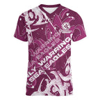 Personalized Manly Warringah Sea Eagles Rugby Women V-Neck T-Shirt Urban Street Graffiti Style - Distressed Splatter Elements