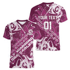 Personalized Manly Warringah Sea Eagles Rugby Women V-Neck T-Shirt Urban Street Graffiti Style - Distressed Splatter Elements