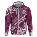 Personalized Manly Warringah Sea Eagles Rugby Zip Hoodie Urban Street Graffiti Style - Distressed Splatter Elements