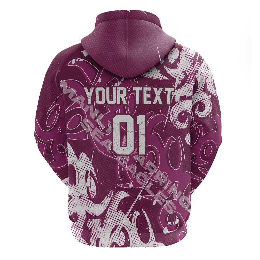 Personalized Manly Warringah Sea Eagles Rugby Zip Hoodie Urban Street Graffiti Style - Distressed Splatter Elements