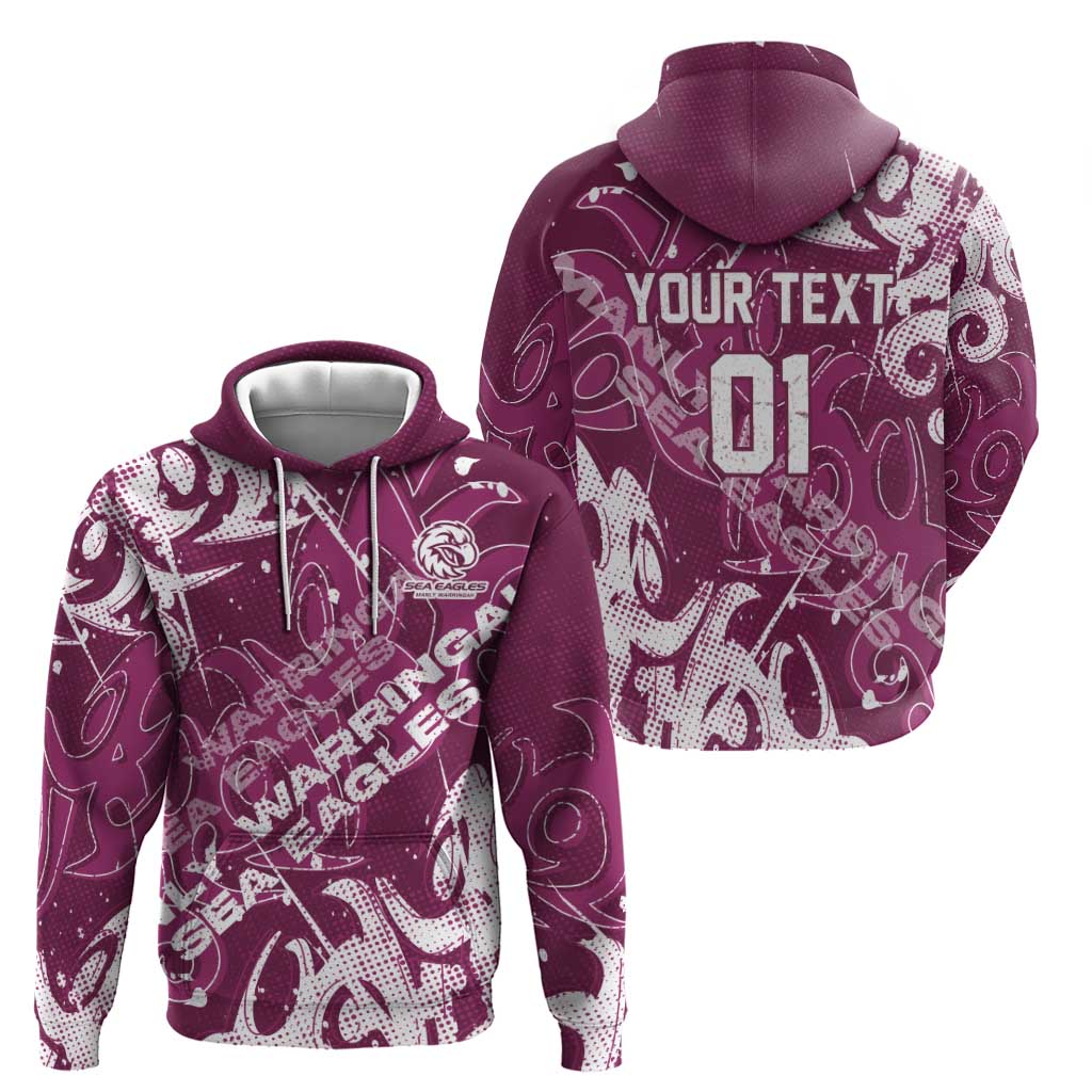 Personalized Manly Warringah Sea Eagles Rugby Zip Hoodie Urban Street Graffiti Style - Distressed Splatter Elements