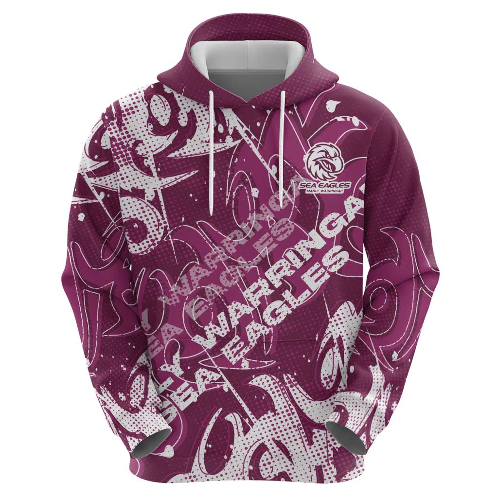 Personalized Manly Warringah Sea Eagles Rugby Zip Hoodie Urban Street Graffiti Style - Distressed Splatter Elements
