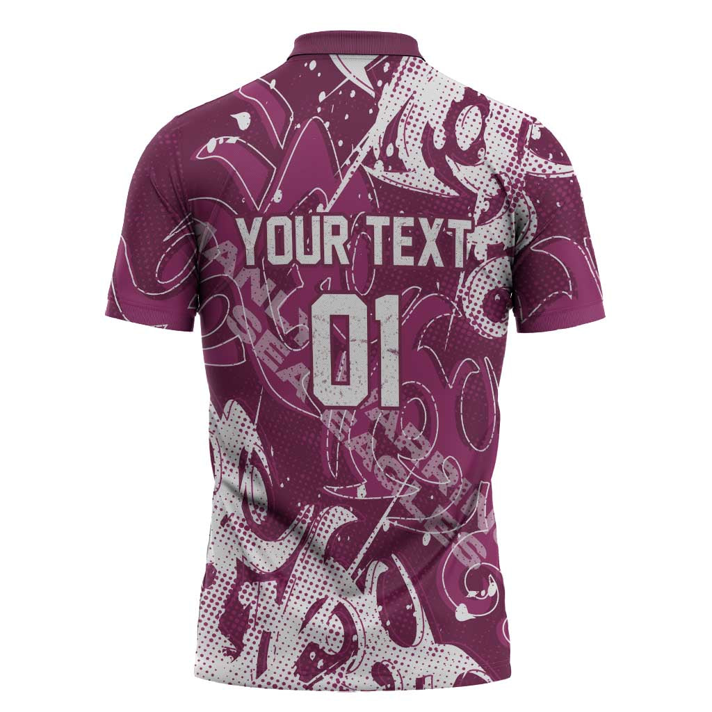 Personalized Manly Warringah Sea Eagles Rugby Zipper Polo Shirt Urban Street Graffiti Style - Distressed Splatter Elements