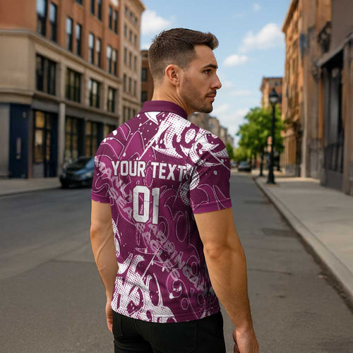 Personalized Manly Warringah Sea Eagles Rugby Zipper Polo Shirt Urban Street Graffiti Style - Distressed Splatter Elements