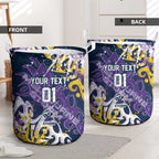 Personalized Melbourne Storm Rugby Laundry Basket Urban Street Graffiti Style - Distressed Splatter Elements