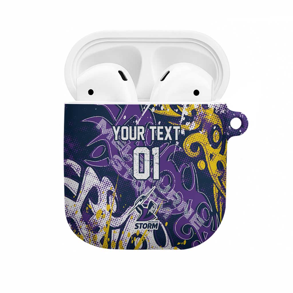 Personalized Melbourne Storm Rugby AirPods Case Urban Street Graffiti Style - Distressed Splatter Elements