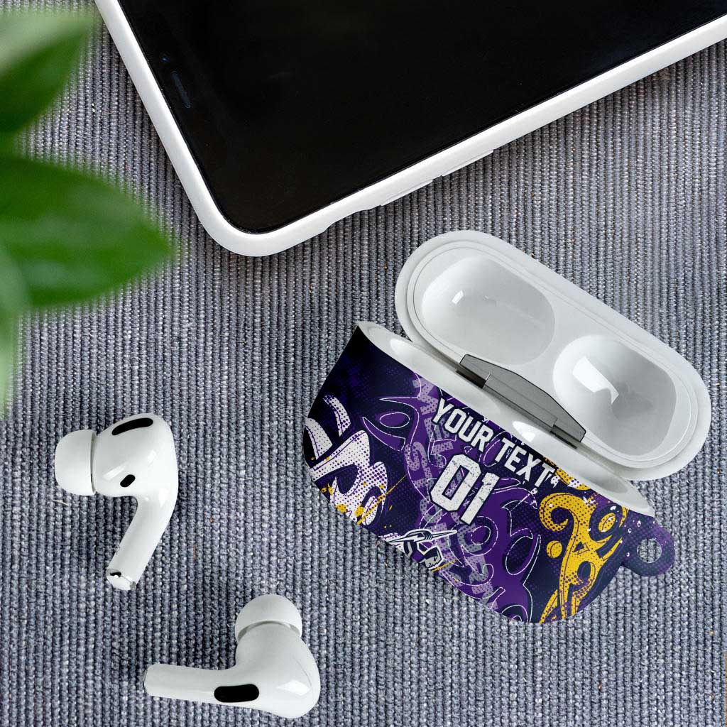 Personalized Melbourne Storm Rugby AirPods Case Urban Street Graffiti Style - Distressed Splatter Elements