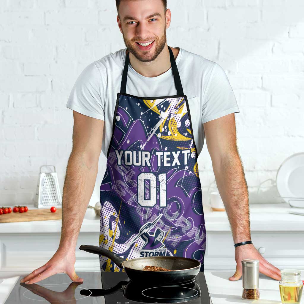 Personalized Melbourne Storm Rugby Apron Urban Street Graffiti Style - Distressed Splatter Elements
