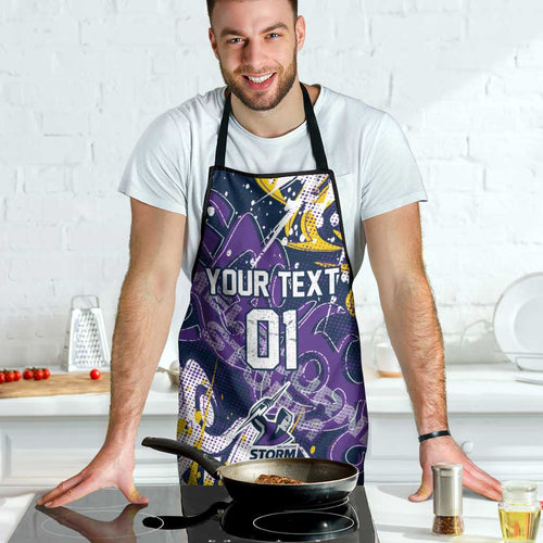 Personalized Melbourne Storm Rugby Apron Urban Street Graffiti Style - Distressed Splatter Elements