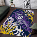 Personalized Melbourne Storm Rugby Area Rug Urban Street Graffiti Style - Distressed Splatter Elements