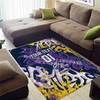 Personalized Melbourne Storm Rugby Area Rug Urban Street Graffiti Style - Distressed Splatter Elements