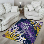 Personalized Melbourne Storm Rugby Area Rug Urban Street Graffiti Style - Distressed Splatter Elements