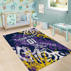 Personalized Melbourne Storm Rugby Area Rug Urban Street Graffiti Style - Distressed Splatter Elements