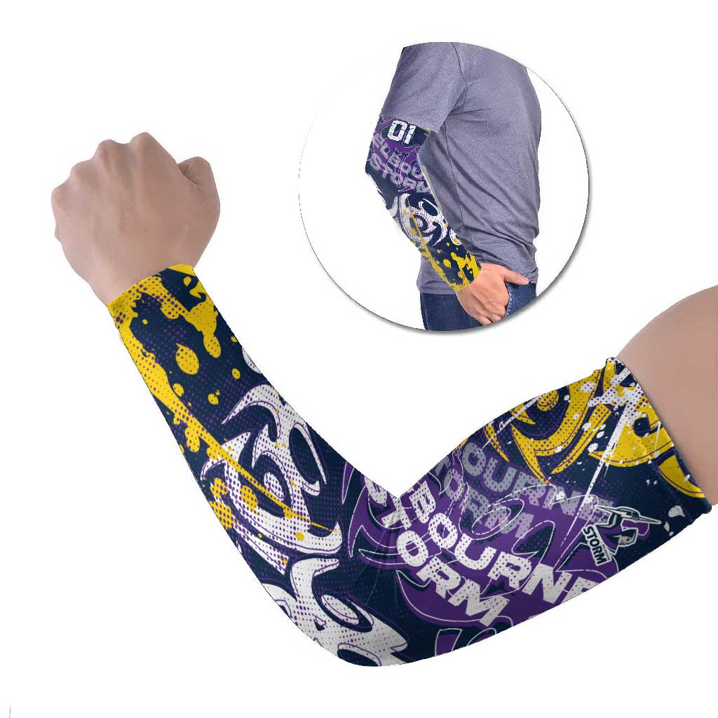 Personalized Melbourne Storm Rugby Arm Sleeves Urban Street Graffiti Style - Distressed Splatter Elements