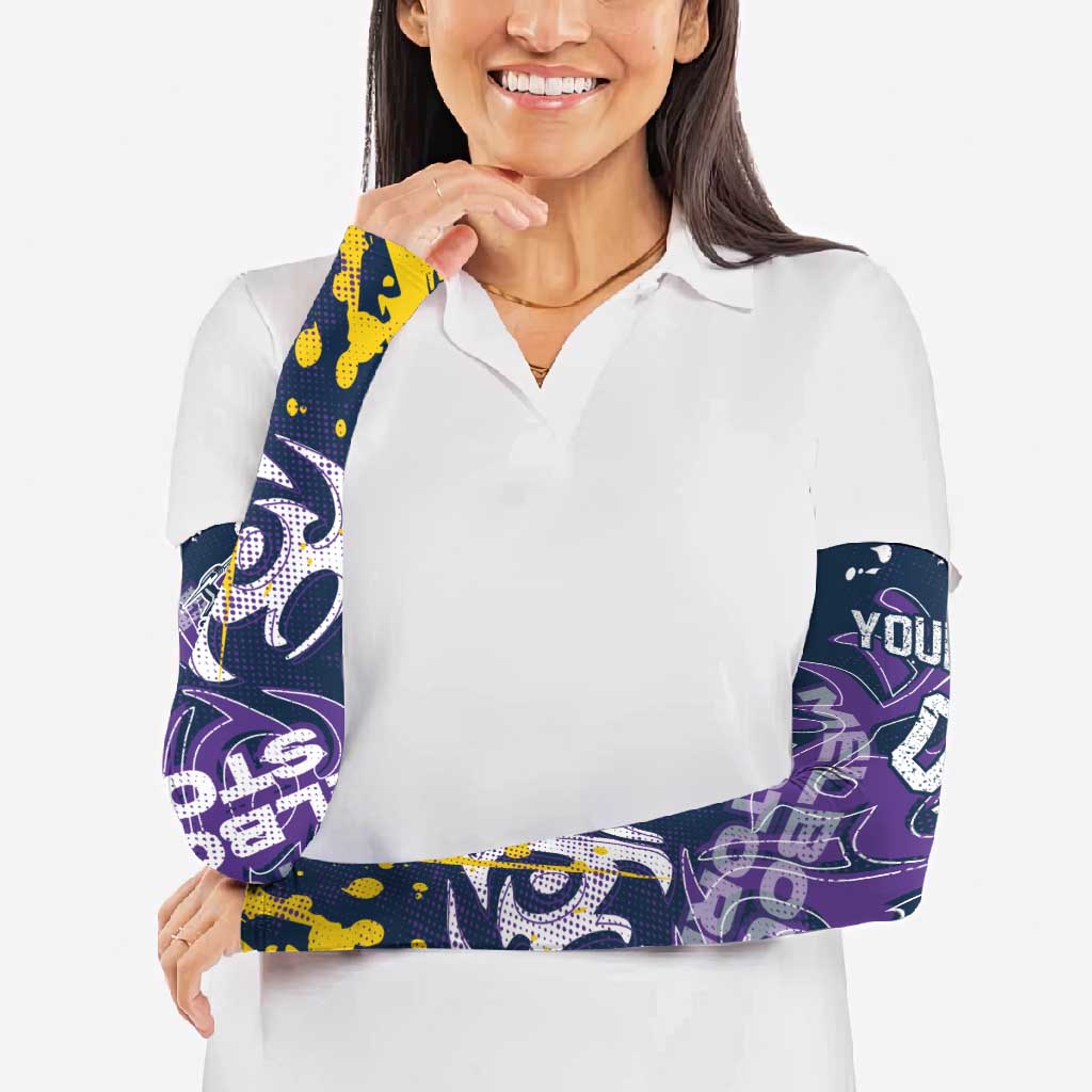 Personalized Melbourne Storm Rugby Arm Sleeves Urban Street Graffiti Style - Distressed Splatter Elements