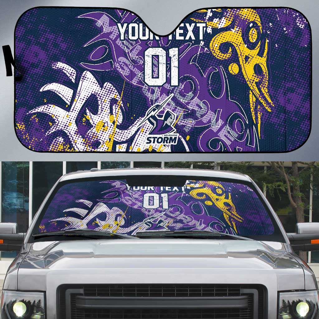 Personalized Melbourne Storm Rugby Auto Sun Shade Urban Street Graffiti Style - Distressed Splatter Elements
